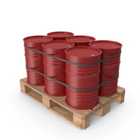 Red Barrels On Wooden Pallet PNG & PSD Images