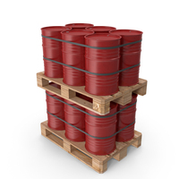 Red Barrels On Wooden Pallet PNG & PSD Images