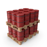 Red Barrels On Wooden Pallet PNG & PSD Images
