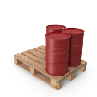 Red Barrels On Wooden Pallet PNG & PSD Images