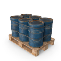 Rusty Blue Barrels On Wooden Pallet PNG & PSD Images