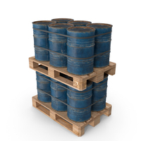 Rusty Blue Barrels On Wooden Pallet PNG & PSD Images