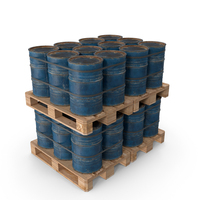 Rusty Blue Barrels On Wooden Pallet PNG & PSD Images