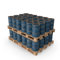Rusty Blue Barrels On Wooden Pallet PNG & PSD Images