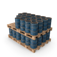 Rusty Blue Barrels On Wooden Pallet PNG & PSD Images