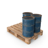 Rusty Blue Barrels On Wooden Pallet PNG & PSD Images