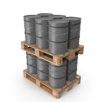 Grey Barrels On Wooden Pallet PNG & PSD Images