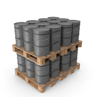 Grey Barrels On Wooden Pallet PNG & PSD Images