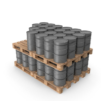 Grey Barrels On Wooden Pallet PNG & PSD Images