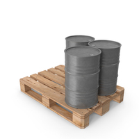 Grey Barrels On Wooden Pallet PNG & PSD Images