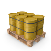 Yellow Barrels On Wooden Pallet PNG & PSD Images