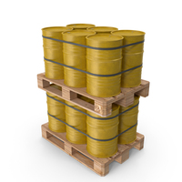 Yellow Barrels On Wooden Pallet PNG & PSD Images