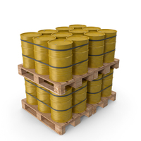 Yellow Barrels On Wooden Pallet PNG & PSD Images