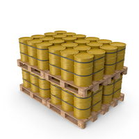 Yellow Barrels On Wooden Pallet PNG & PSD Images