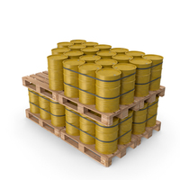 Yellow Barrels On Wooden Pallet PNG & PSD Images