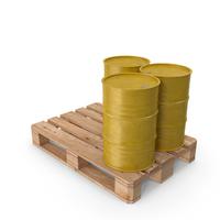 Yellow Barrels On Wooden Pallet PNG & PSD Images