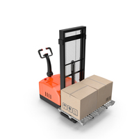 Orange Walkie Pallet Stacker with Boxes PNG & PSD Images
