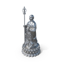 Silver Dizang Buddha Sculpture PNG & PSD Images