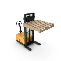 Yellow Pallet Stacker With Wooden Pallet PNG & PSD Images
