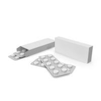 White Blister Pills With Box Packaging PNG & PSD Images