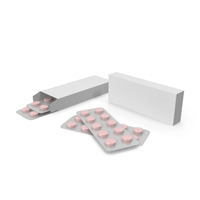 Pink Blister Pills With Box Packaging PNG & PSD Images