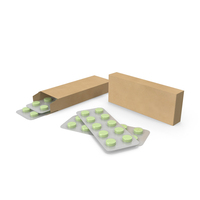Green Blister Pills With Box Packaging PNG & PSD Images