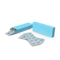 Blue Blister Pills With Box Packaging PNG & PSD Images