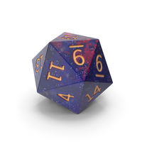 D20 DND Dice Cosmic Purple Blue PNG & PSD Images