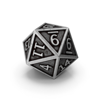D20 Die Silver PNG & PSD Images