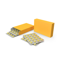 Set of Yellow Pills in Blister Pack PNG & PSD Images