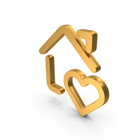 Home With Heart Icon Gold PNG & PSD Images