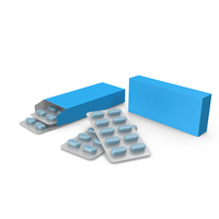 Blue Blister Pills With Box Packaging PNG & PSD Images