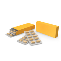 Brown Blister Pills With Box Packaging PNG & PSD Images
