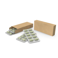 Green Blister Pills With Box Packaging PNG & PSD Images