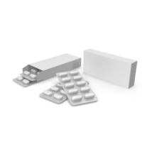 White Blister Pills With Box Packaging PNG & PSD Images