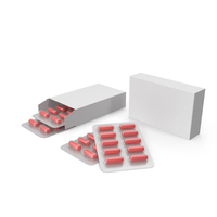 Red Pills Capsules With Box Packaging PNG & PSD Images