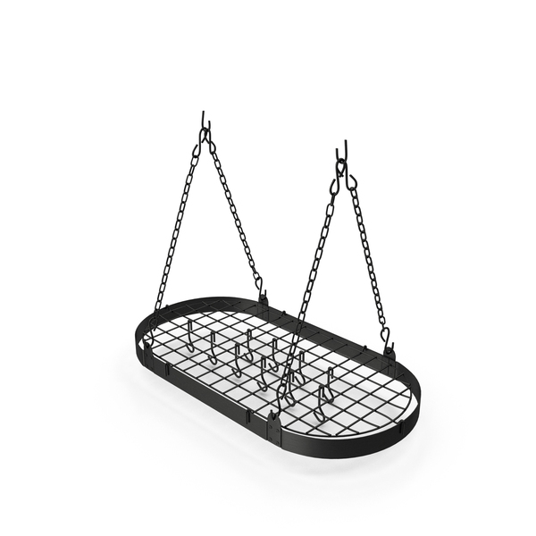 Kitchen Hanging Pot Rack with Hooks Black PNG & PSD Images