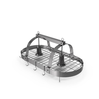 Oval Ceiling Kitchen Pot Rack with Hooks Silver PNG & PSD Images