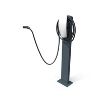 White Electric Vehicle Charging Station on Pedestal PNG & PSD Images