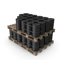 Black Barrels On Old Plywood Pallet PNG & PSD Images