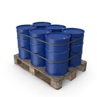 Blue Barrels On Wooden Pallet PNG & PSD Images