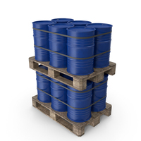 Blue Barrels On Wooden Pallet PNG & PSD Images