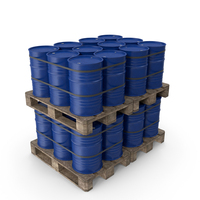 Blue Barrels On Wooden Pallet PNG & PSD Images