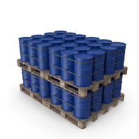 Blue Barrels On Wooden Pallet PNG & PSD Images