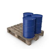 Blue Barrels On Wooden Pallet PNG & PSD Images