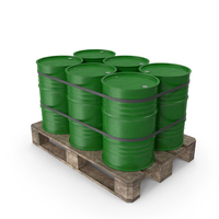 Green Barrels On Wooden Pallet PNG & PSD Images