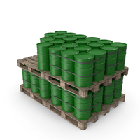 Green Barrels On Wooden Pallet PNG & PSD Images