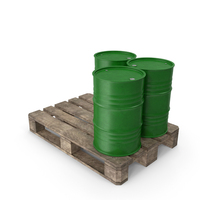Green Barrels On Wooden Pallet PNG & PSD Images