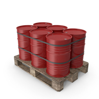 Red Barrels On Old Plywood Pallet PNG & PSD Images