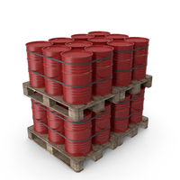 Red Barrels On Old Plywood Pallet PNG & PSD Images